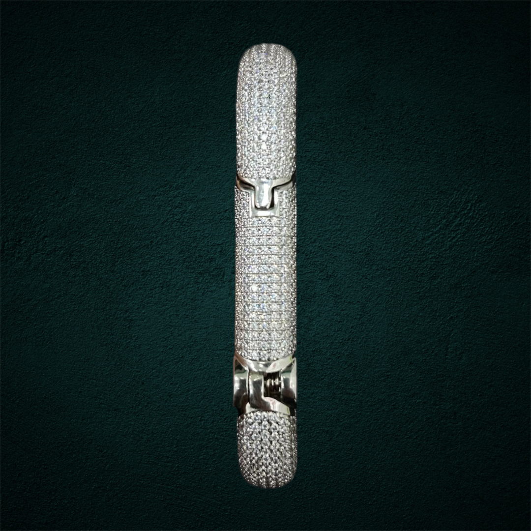 ICED Carabiner Keychain Holder in White Gold