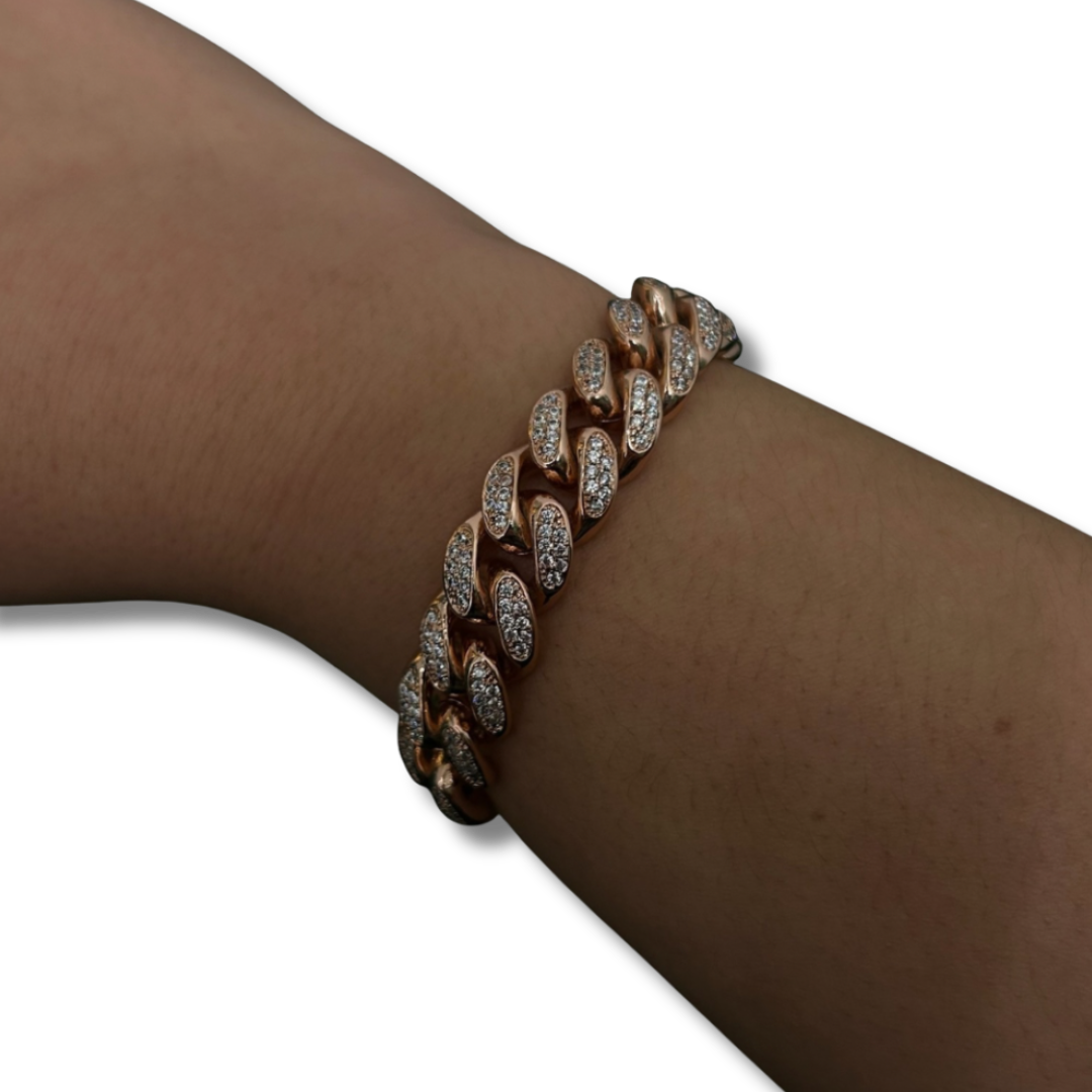 12mm ICED Cuban Bracelet in Rose Gold