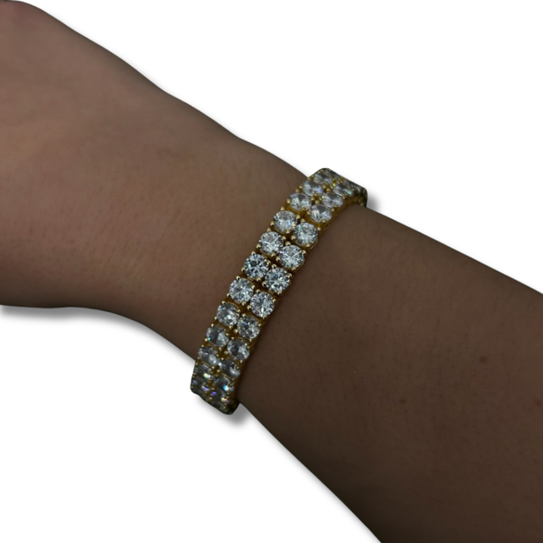 10mm ICED 2 Row Tennis Bracelet in Gold