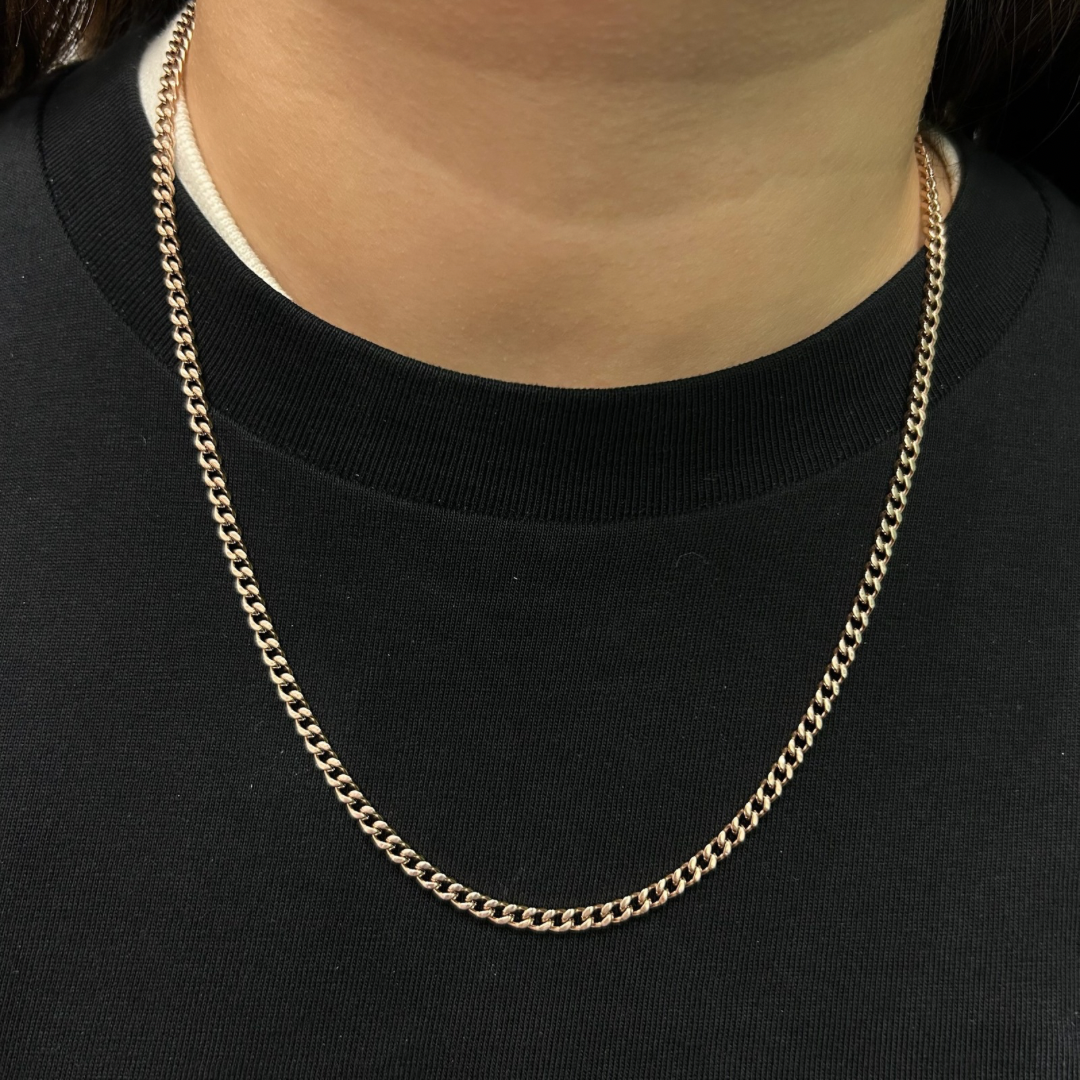 3mm Cuban Chain in Rose Gold