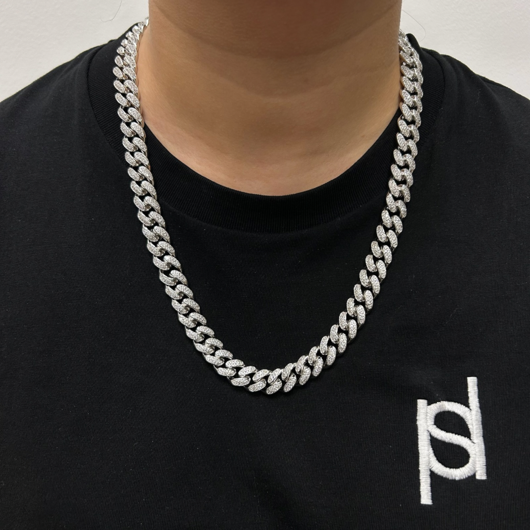 12mm ICED Cuban Chain in White Gold