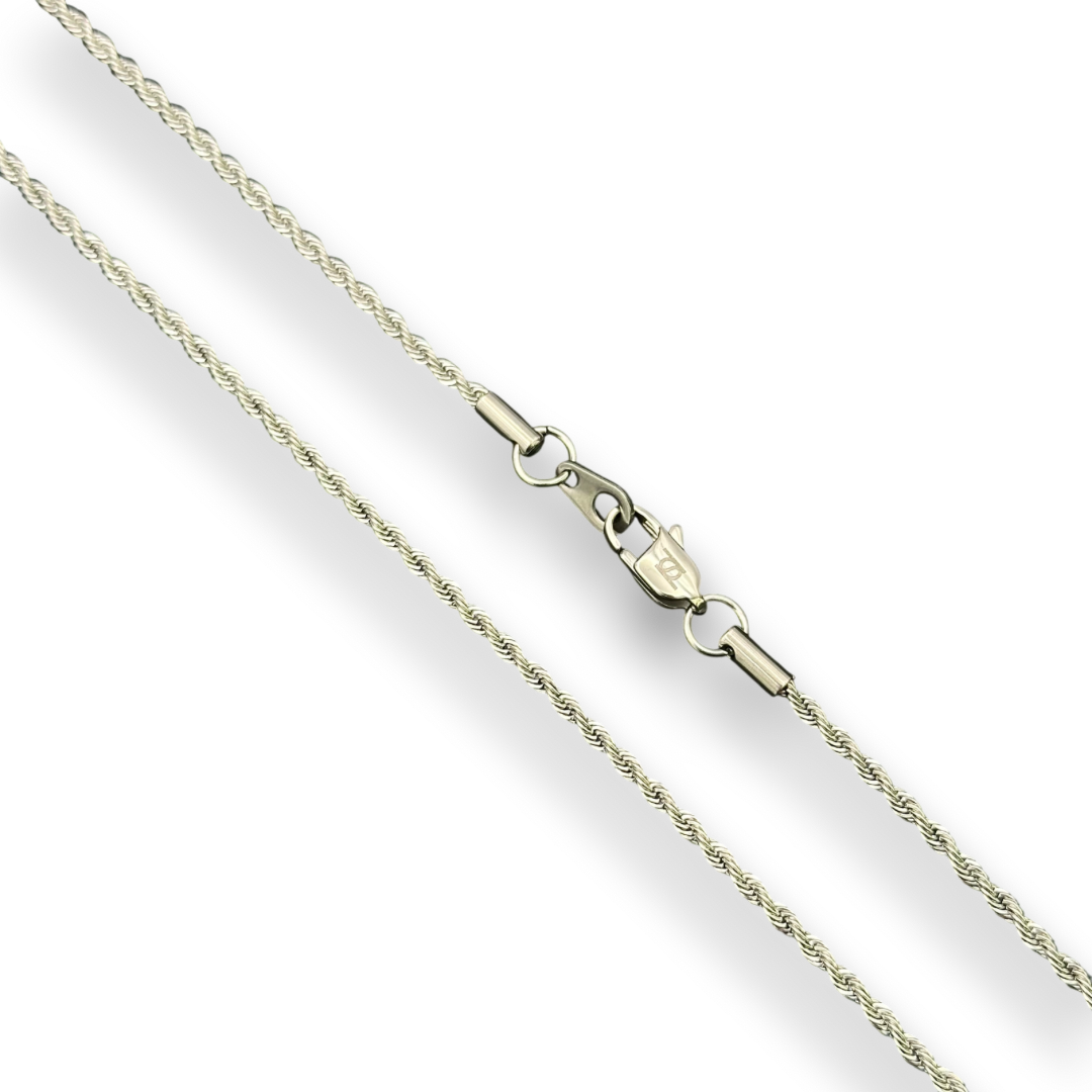 2mm Rope Chain in White Gold