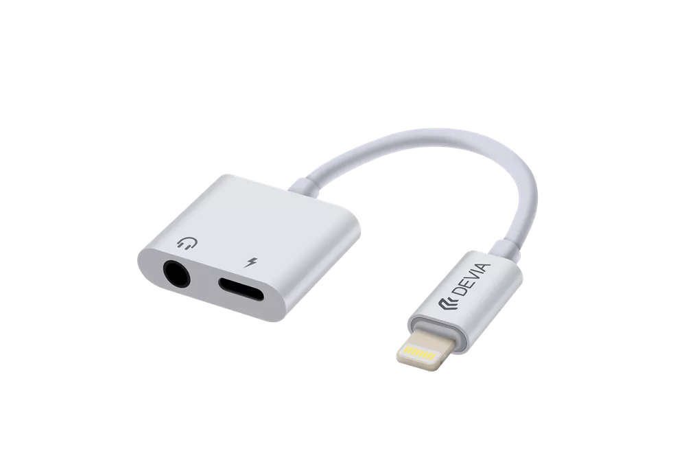 Devia - Lightning to 3.5mm & Lightning Headphone Adapter - White
