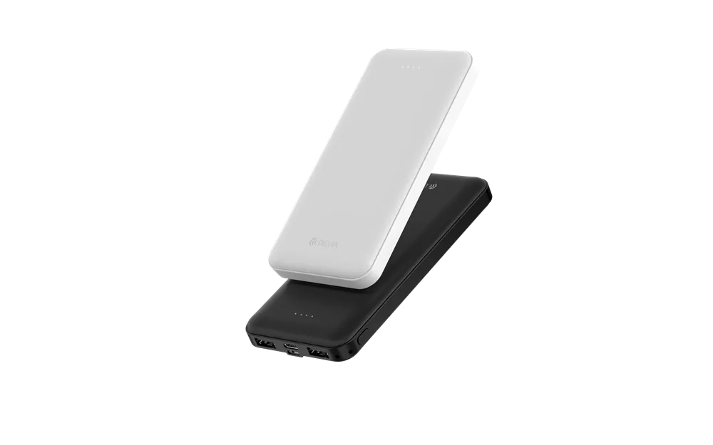 Devia - 10,000mAh Kintone Dual Port LED Indicator Powerbank - White/Black