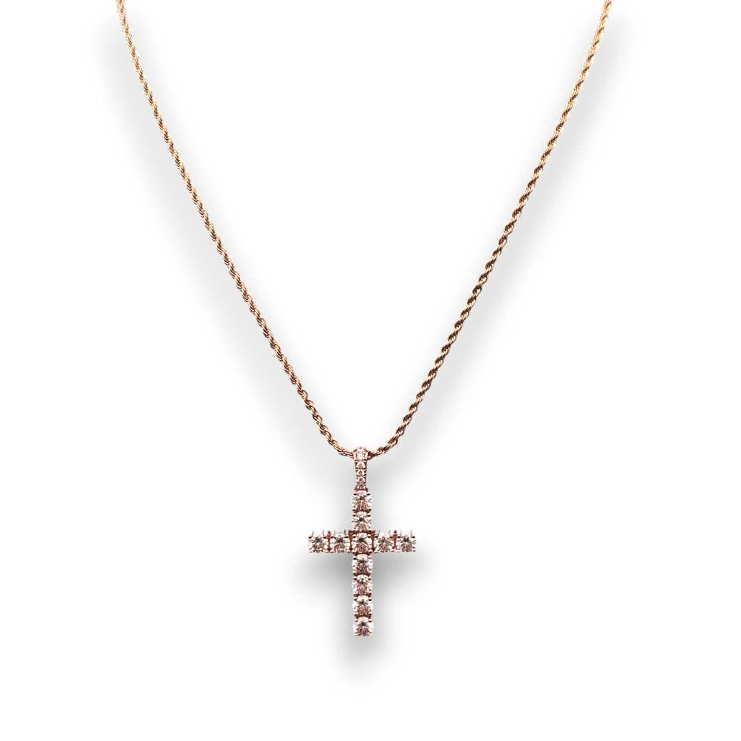ICED Cross Pendant in Rose Gold