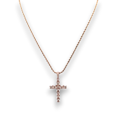 ICED Cross Pendant in Rose Gold