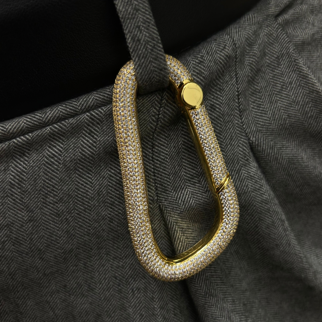 ICED Carabiner Keychain Holder in Gold