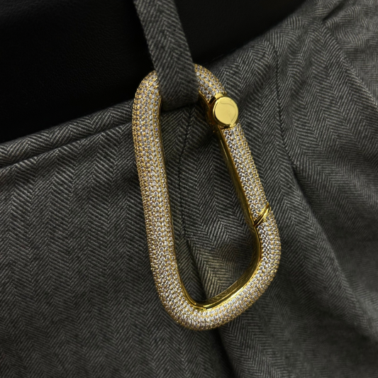 ICED Carabiner Keychain Holder in Gold