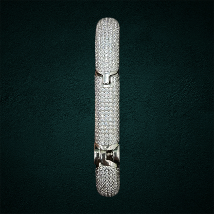 ICED Carabiner Keychain Holder in White Gold