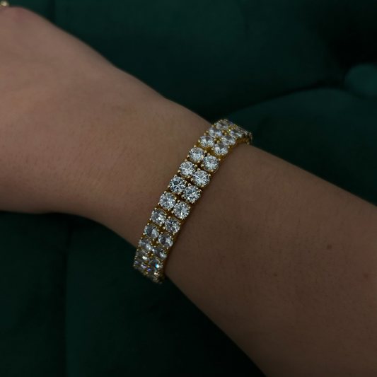 10mm ICED 2 Row Tennis Bracelet in Gold