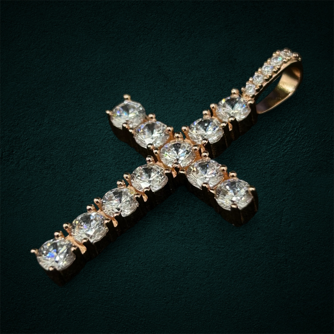 ICED Cross Pendant in Rose Gold