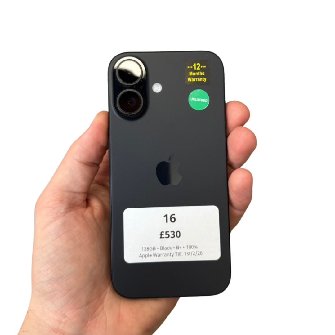 iPhone 16 • 128GB • Black • B+ • 100%