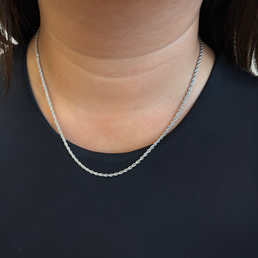 2mm Rope Chain in White Gold