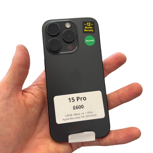 iPhone 15 Pro • 128GB • Black • A  • 100%