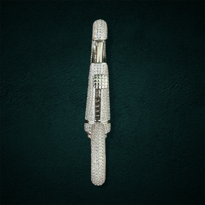 ICED Carabiner Keychain Holder in White Gold