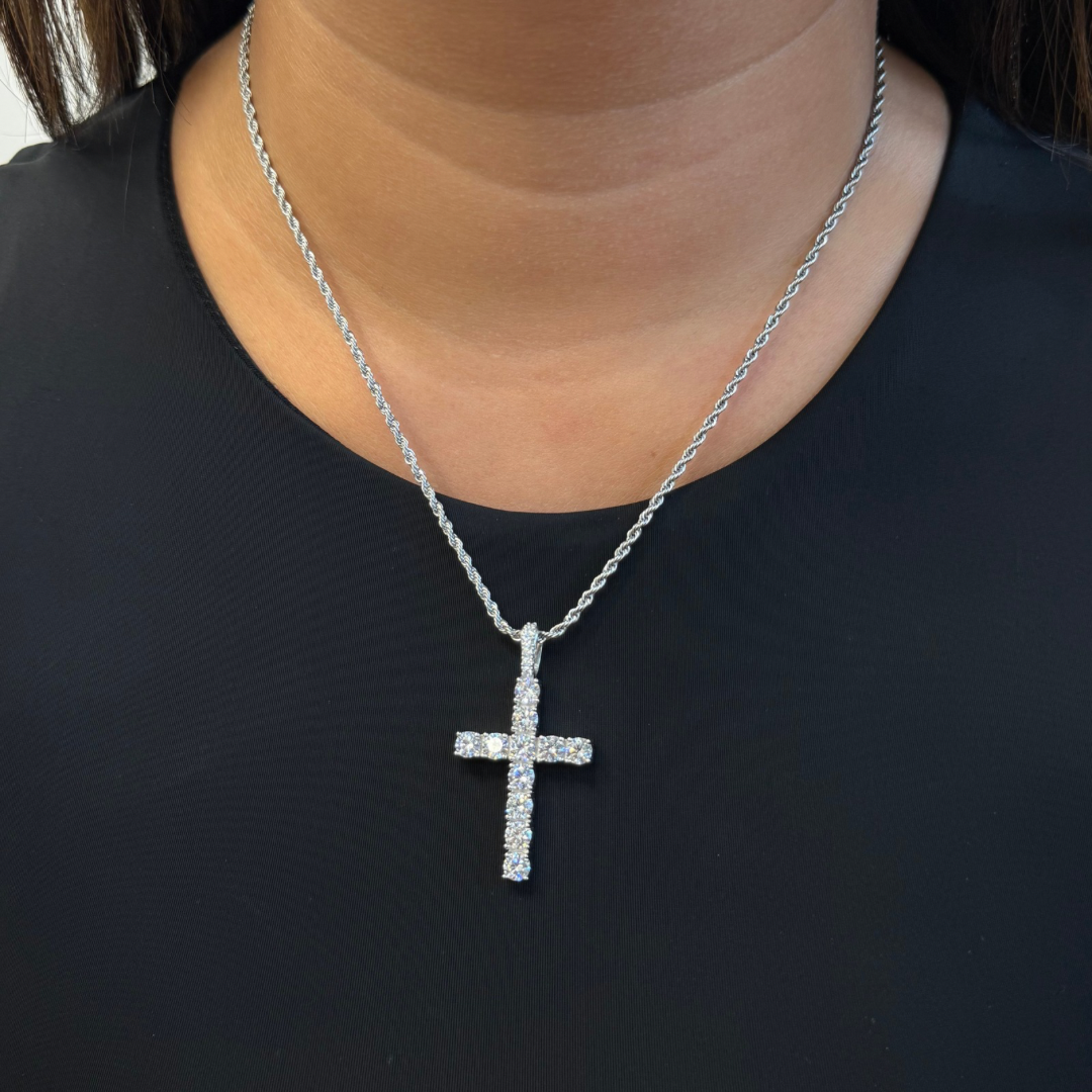 ICED Cross Pendant in White Gold
