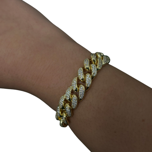 12mm ICED Cuban Bracelet in Gold