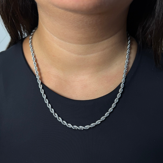 4mm Rope Chain in White Gold