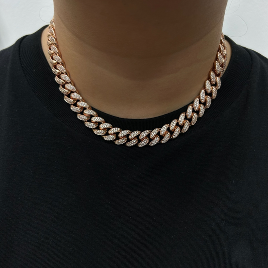 12mm ICED Cuban Chain in Rose Gold