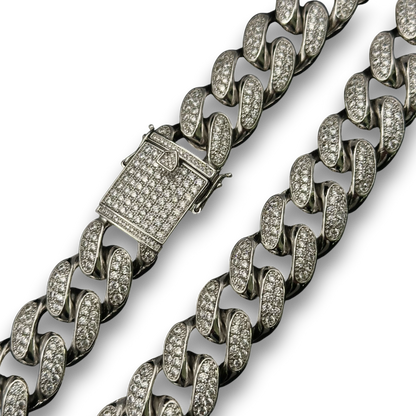 19mm ICED Cuban Chain in White Gold