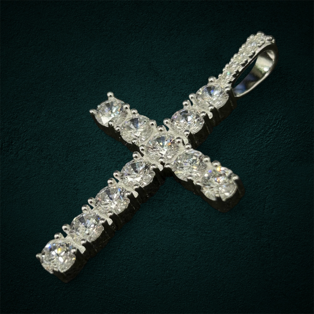 ICED Cross Pendant in 925 Sterling Silver