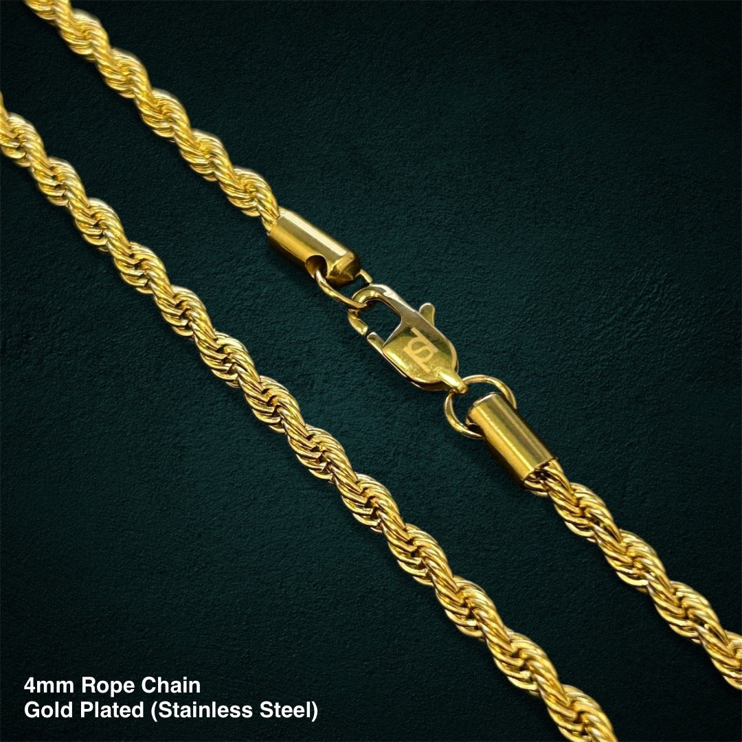 4mm Rope Chain in Gold