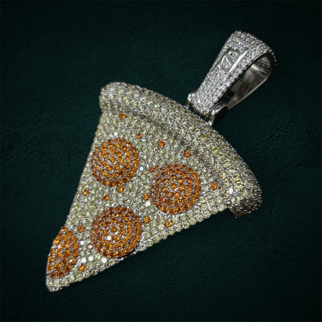 ICED Pizza Pendant in White Gold