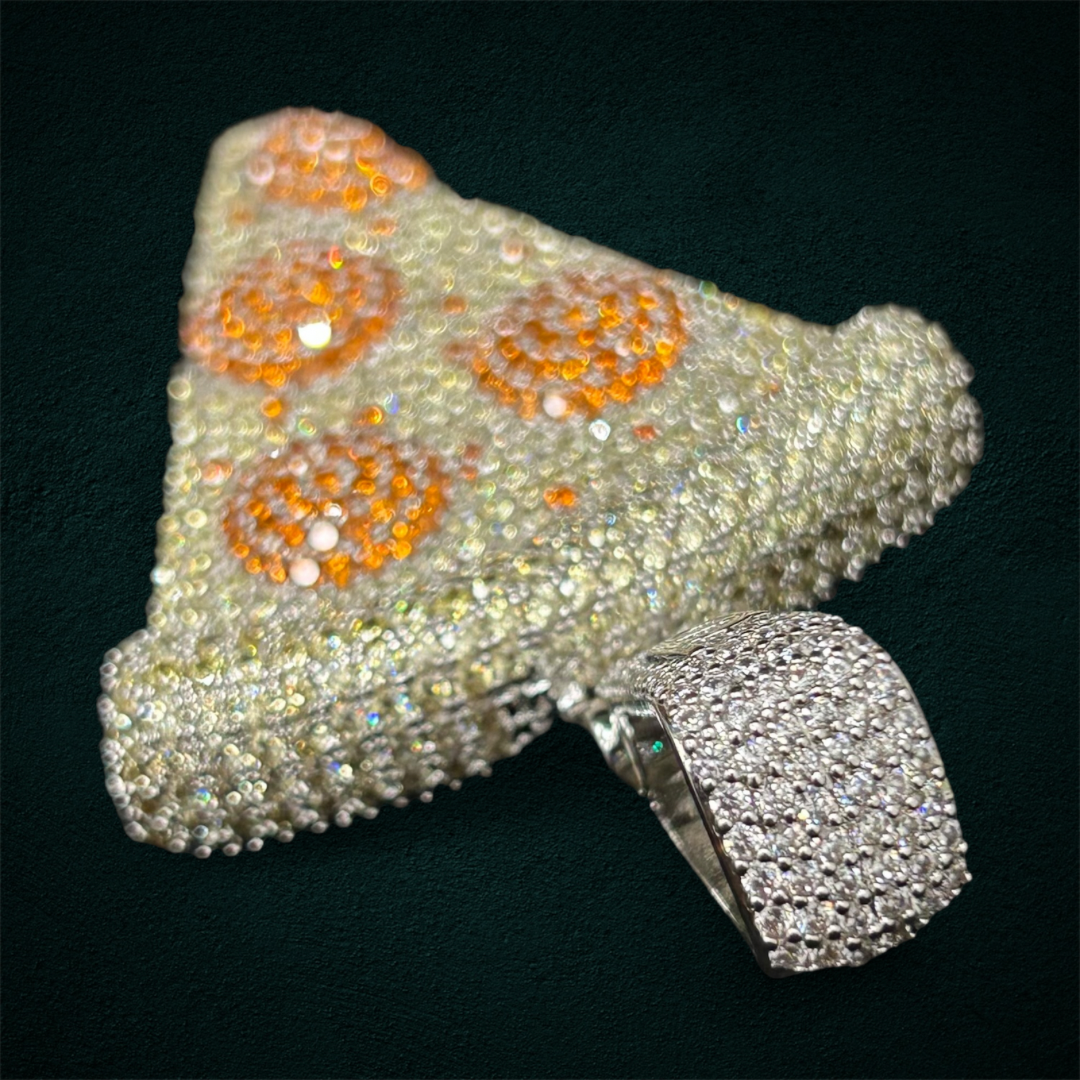 ICED Pizza Pendant in White Gold