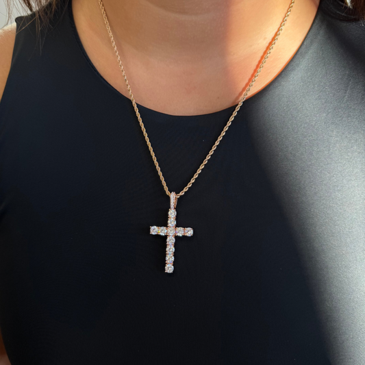 ICED Cross Pendant in Rose Gold
