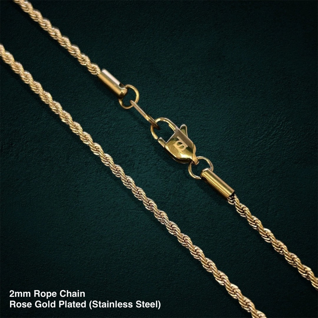 2mm Rope Chain in Rose Gold