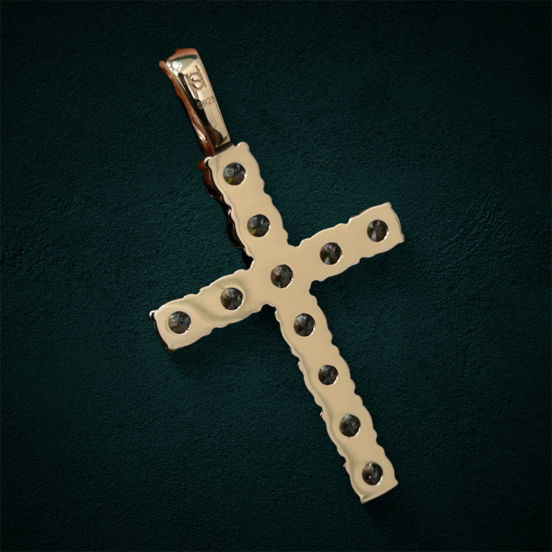 ICED Cross Pendant in Rose Gold