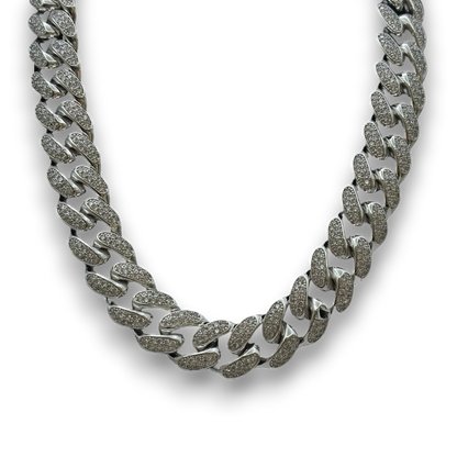 19mm ICED Cuban Chain in White Gold