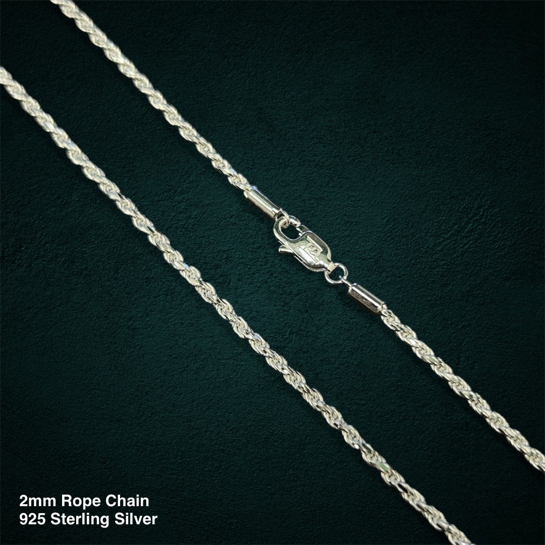 2mm Rope Chain (925 Sterling Silver)