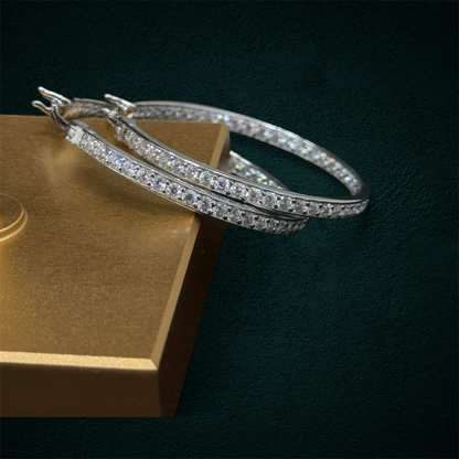 ICED Hoop Earrings in White Gold