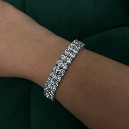 10mm ICED 2 Row Tennis Bracelet in White Gold
