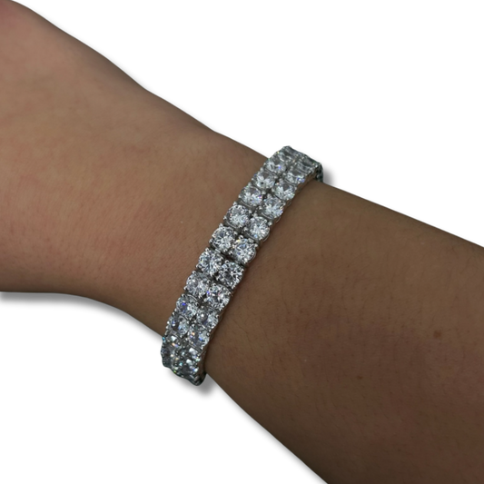 10mm ICED 2 Row Tennis Bracelet in White Gold