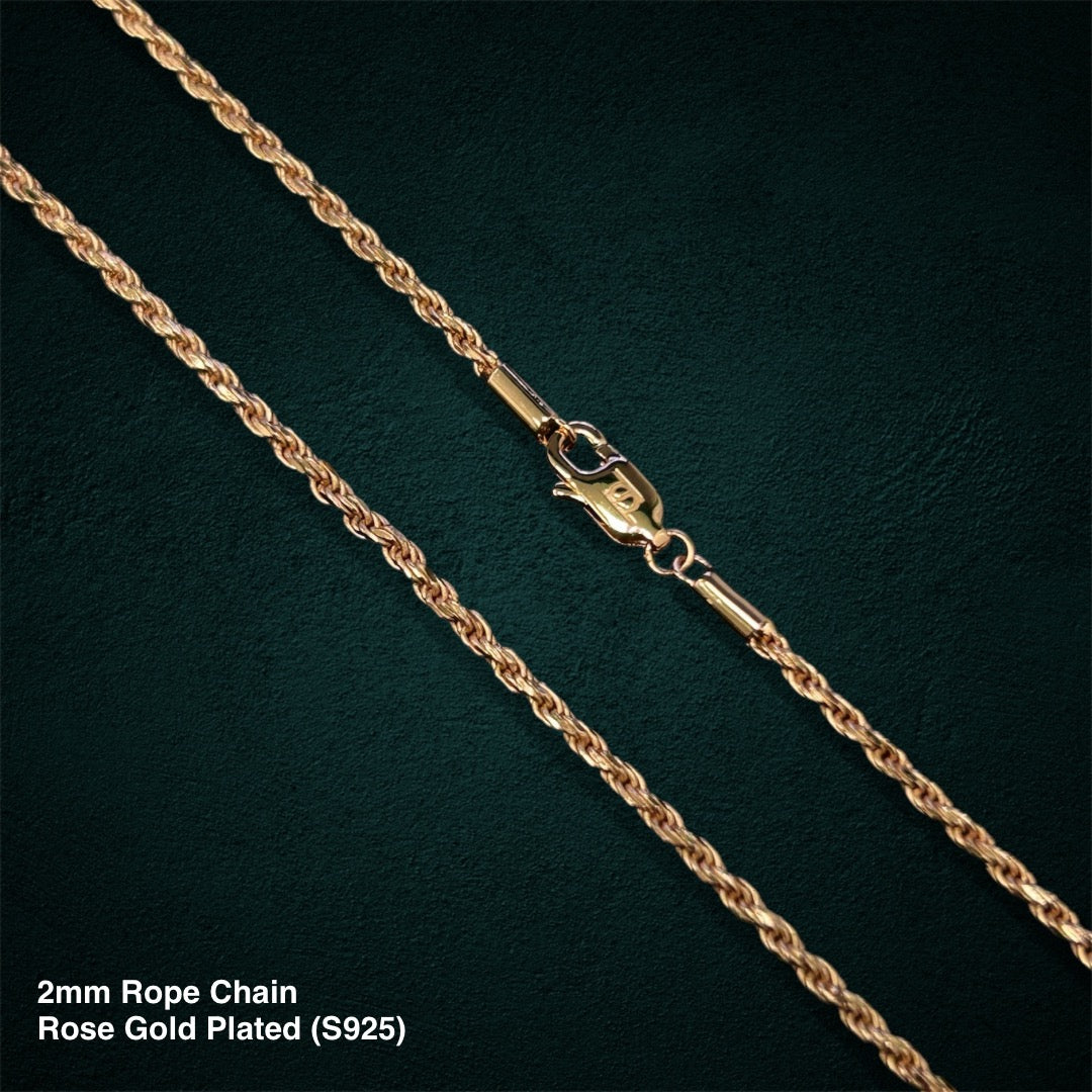 2mm Rope Chain in Rose Gold