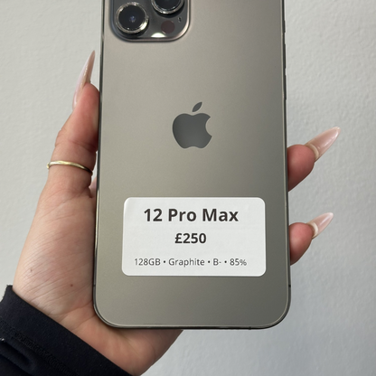 12 Pro Max • 128GB • Graphite • B- • 85%