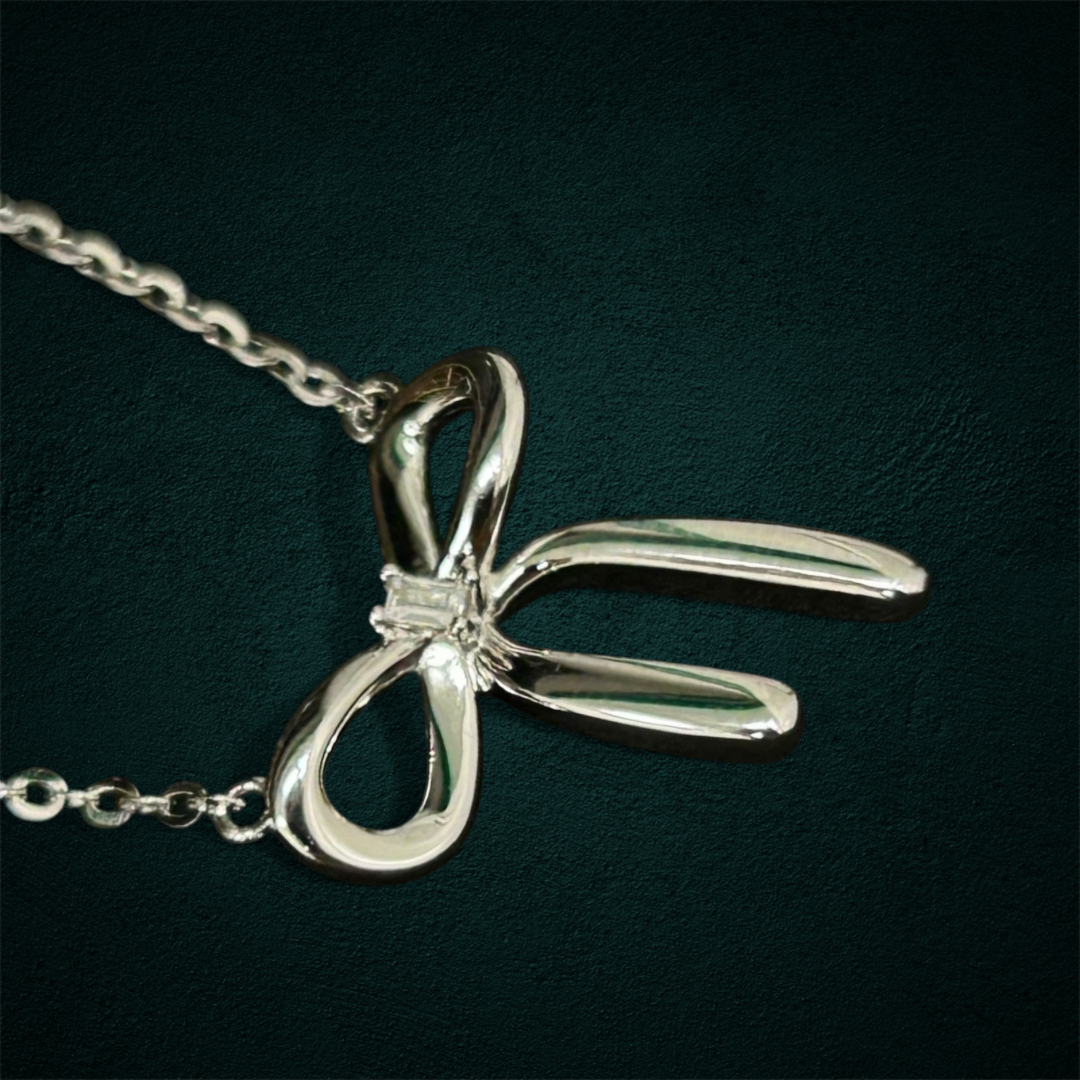 ICED Ribbon Pendant in White Gold