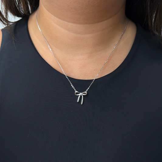 ICED Ribbon Pendant w/ White Gold Cable Chain in White Gold