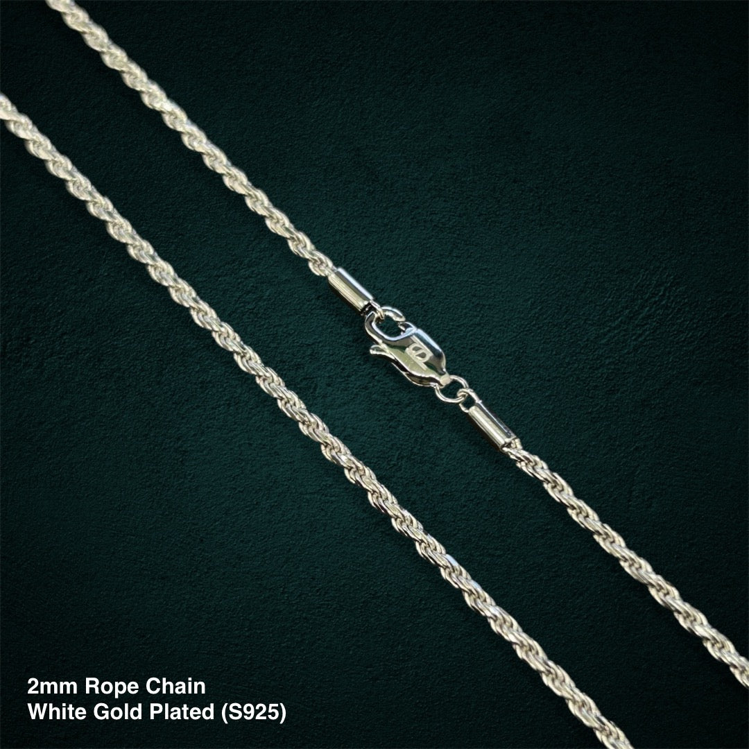 2mm Rope Chain in White Gold