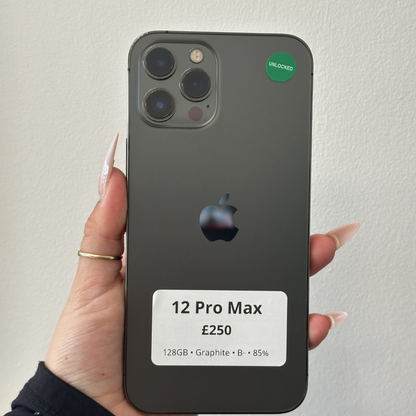12 Pro Max • 128GB • Graphite • B- • 85%