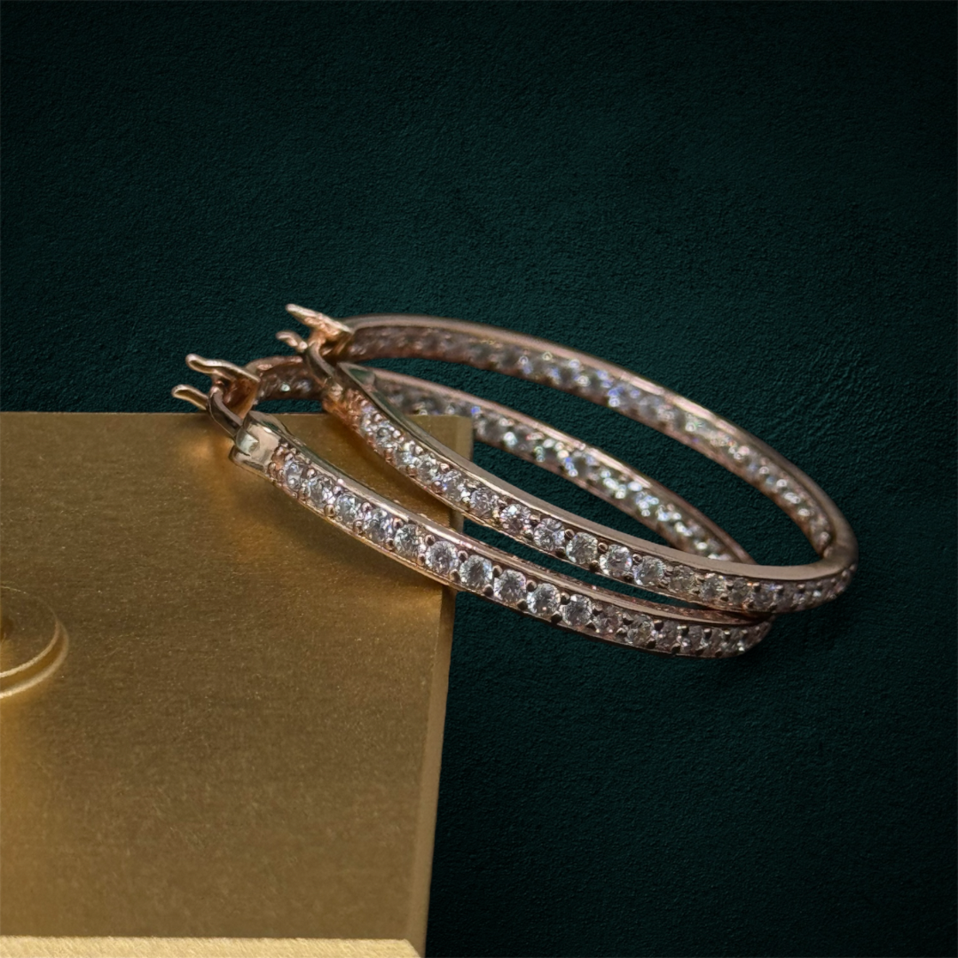 ICED Hoop Earrings in Rose Gold