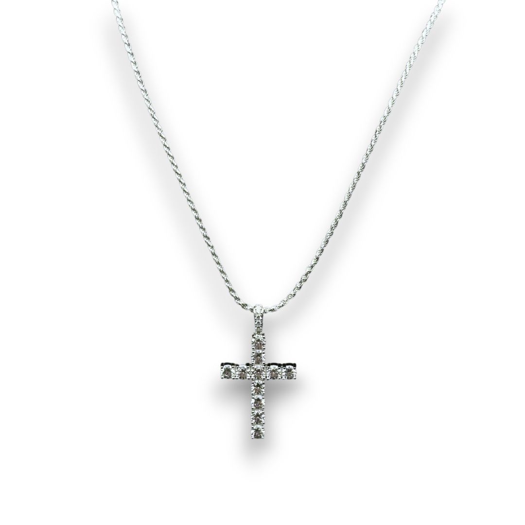 ICED Cross Pendant in White Gold