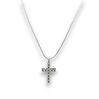 ICED Cross Pendant in White Gold