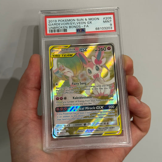 PSA 9 • Gardevoir & Sylveon GX • #205