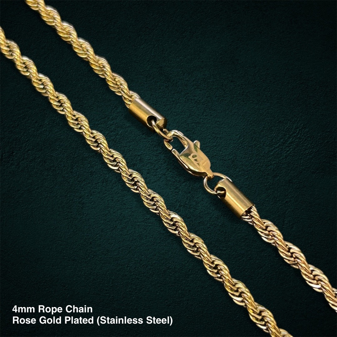 4mm Rope Chain in Rose Gold