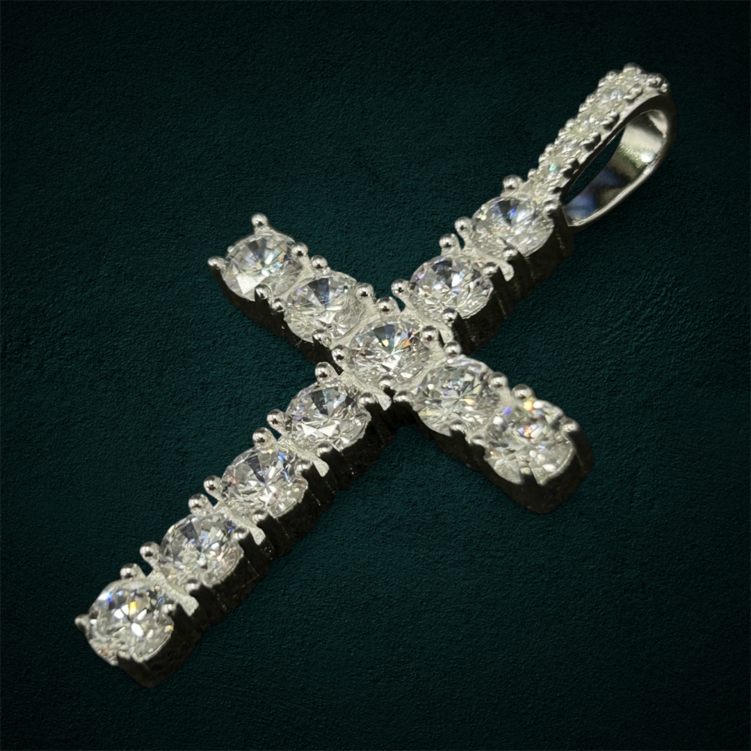 ICED Cross Pendant in White Gold