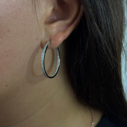 ICED Hoop Earrings in White Gold