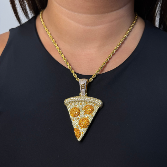 ICED Pizza Pendant in Gold